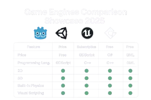 Comparativo visual das principais engines de jogos em 2025