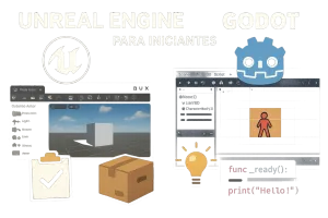 Comparação visual entre Unreal Engine 5 e Godot 4