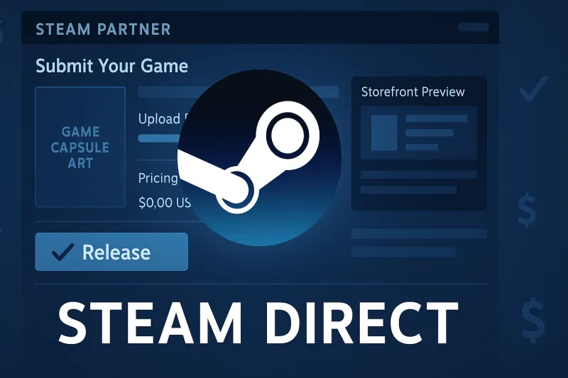 Interface do Steam Direct mostrando processo de publicação de jogos