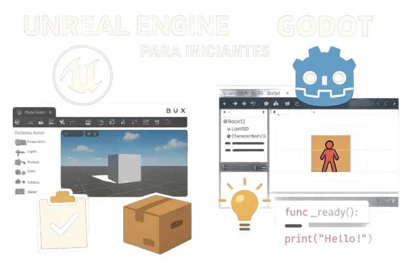 Comparação visual entre Unreal Engine 5 e Godot 4
