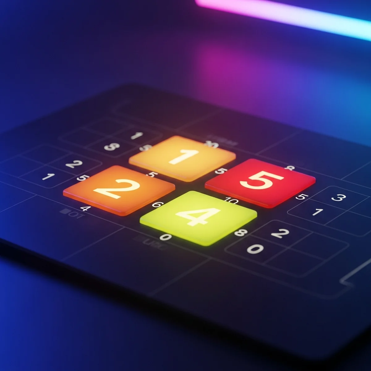 Tabuleiro do jogo 2048 feito na Godot 4 com peças numéricas coloridas em uma grade 4x4