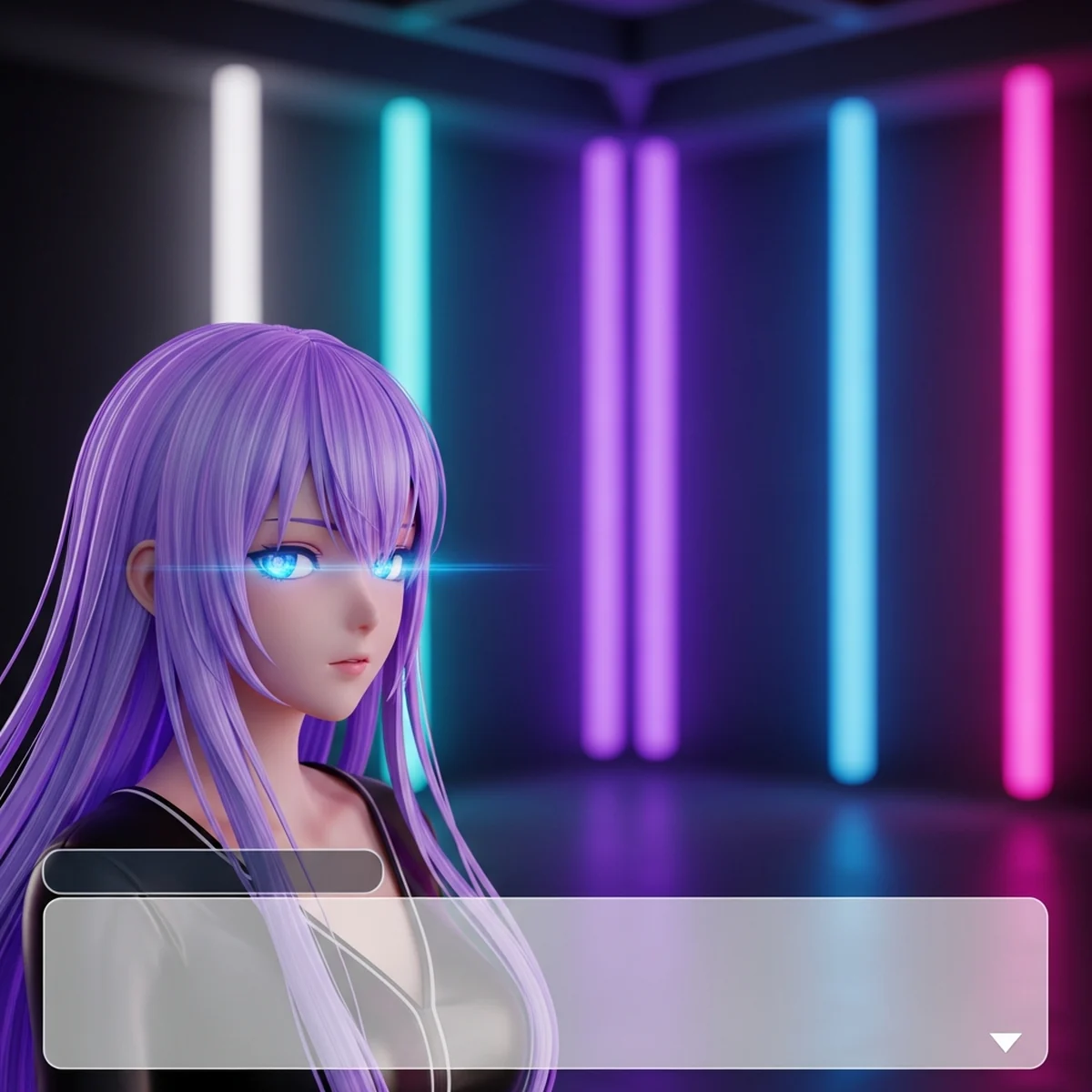 Cena de uma visual novel feita no Godot com retrato de personagem e caixa de dialogo
