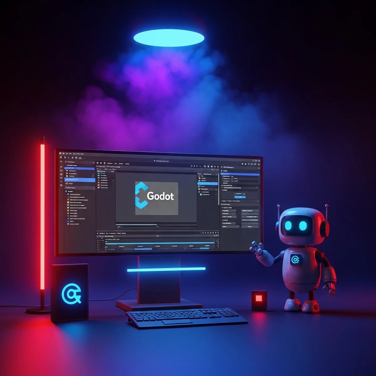 Tela do Godot Engine 4.7 com as novidades de iluminacao e editor