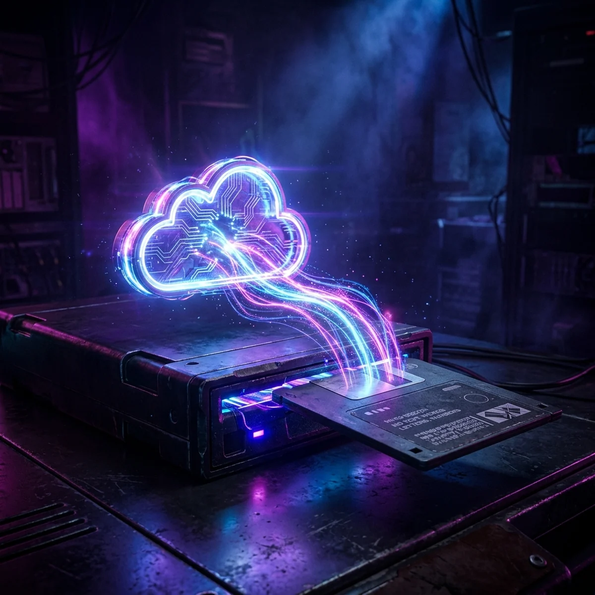 Ilustração de um save de jogo sincronizando entre um PC e um celular através de uma nuvem