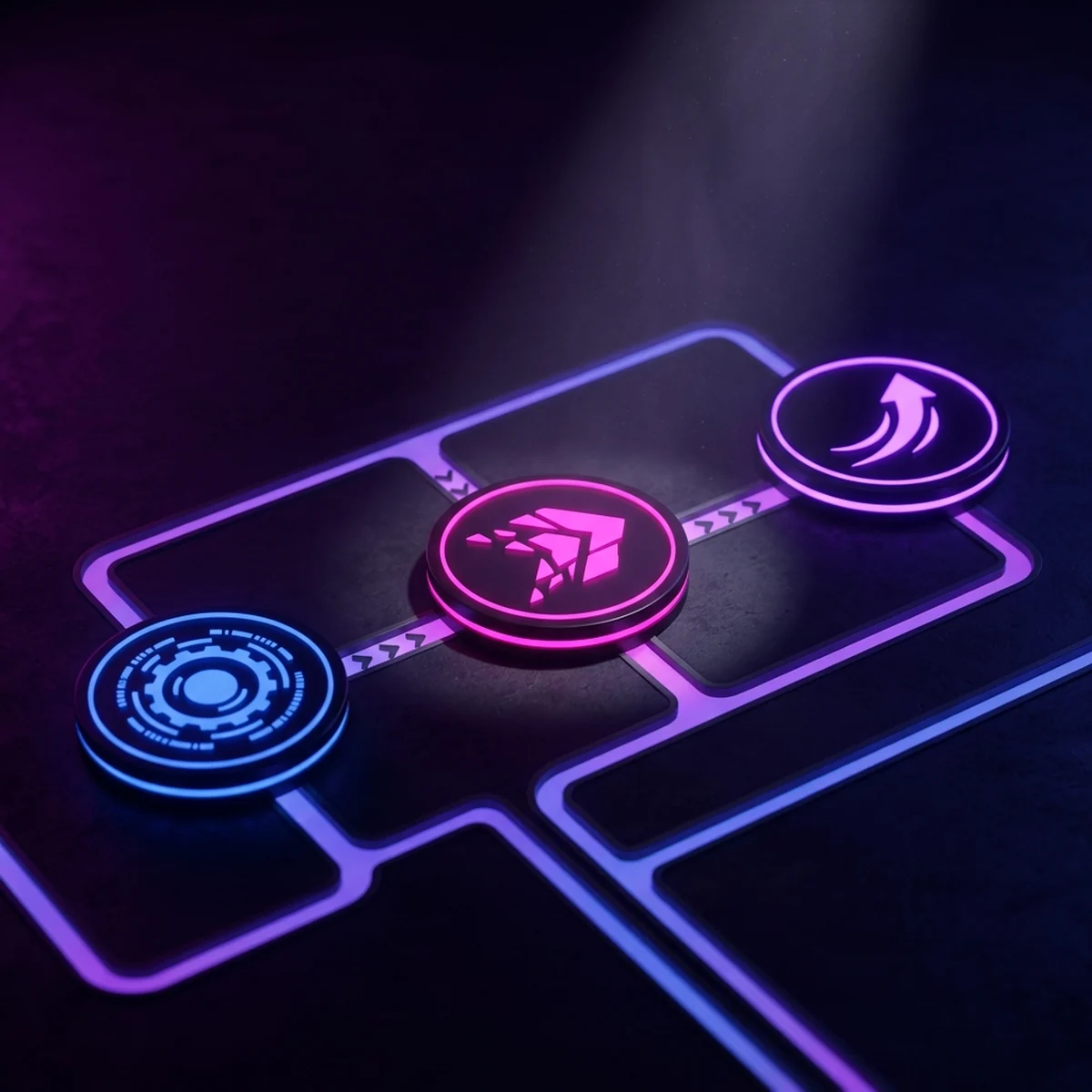 Tokens de estado rotulados como parado, andando e pulando conectados num diagrama limpo de constantes nomeadas