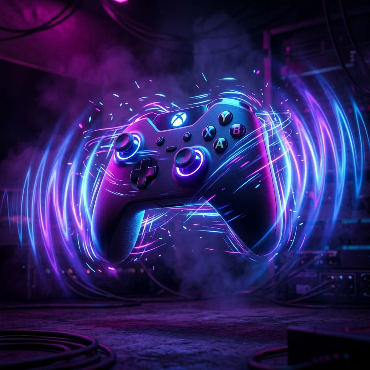 Controle de videogame vibrando durante uma explosao em um jogo feito na Godot 4