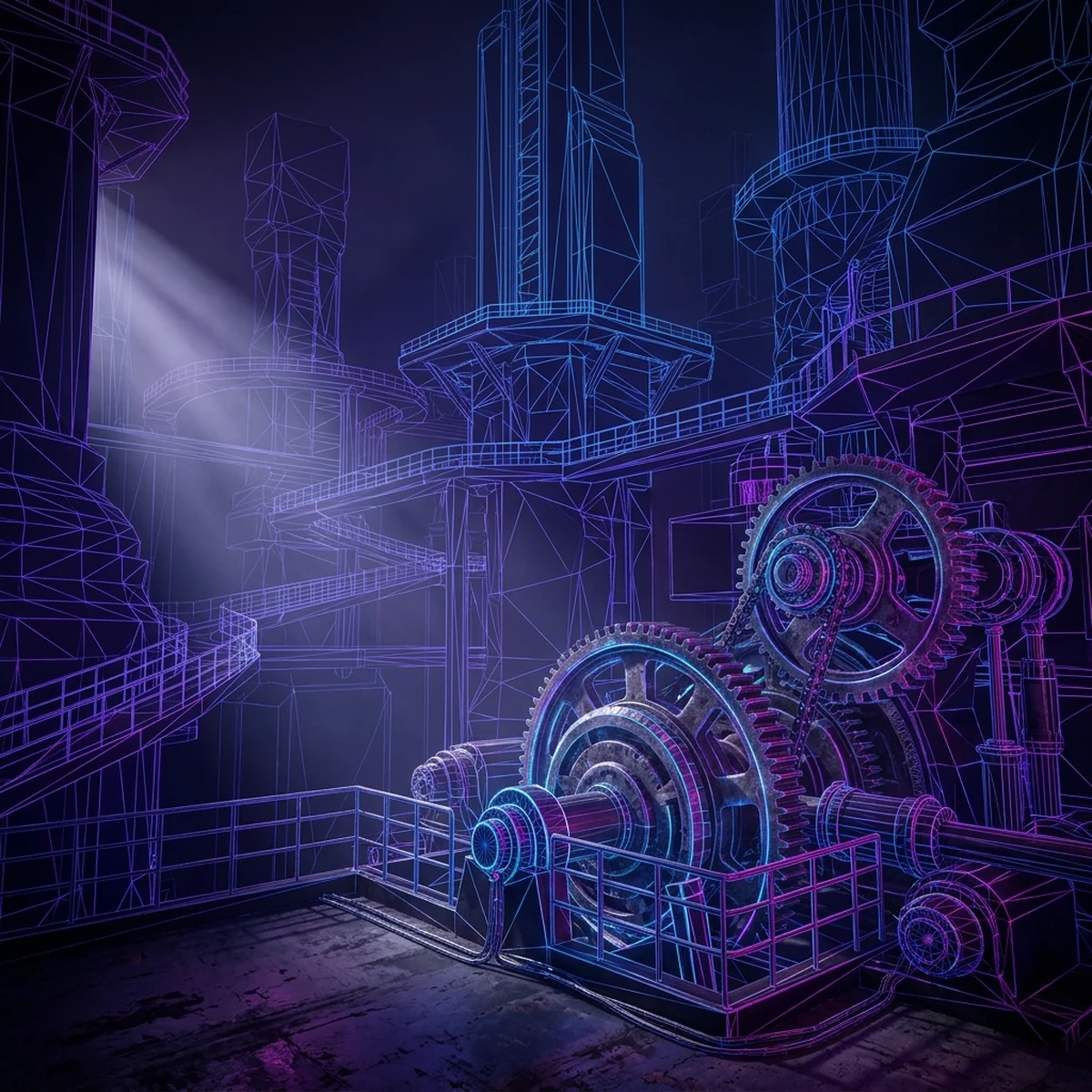 Três engines de jogos 3D lado a lado representando Unity, Unreal e Godot