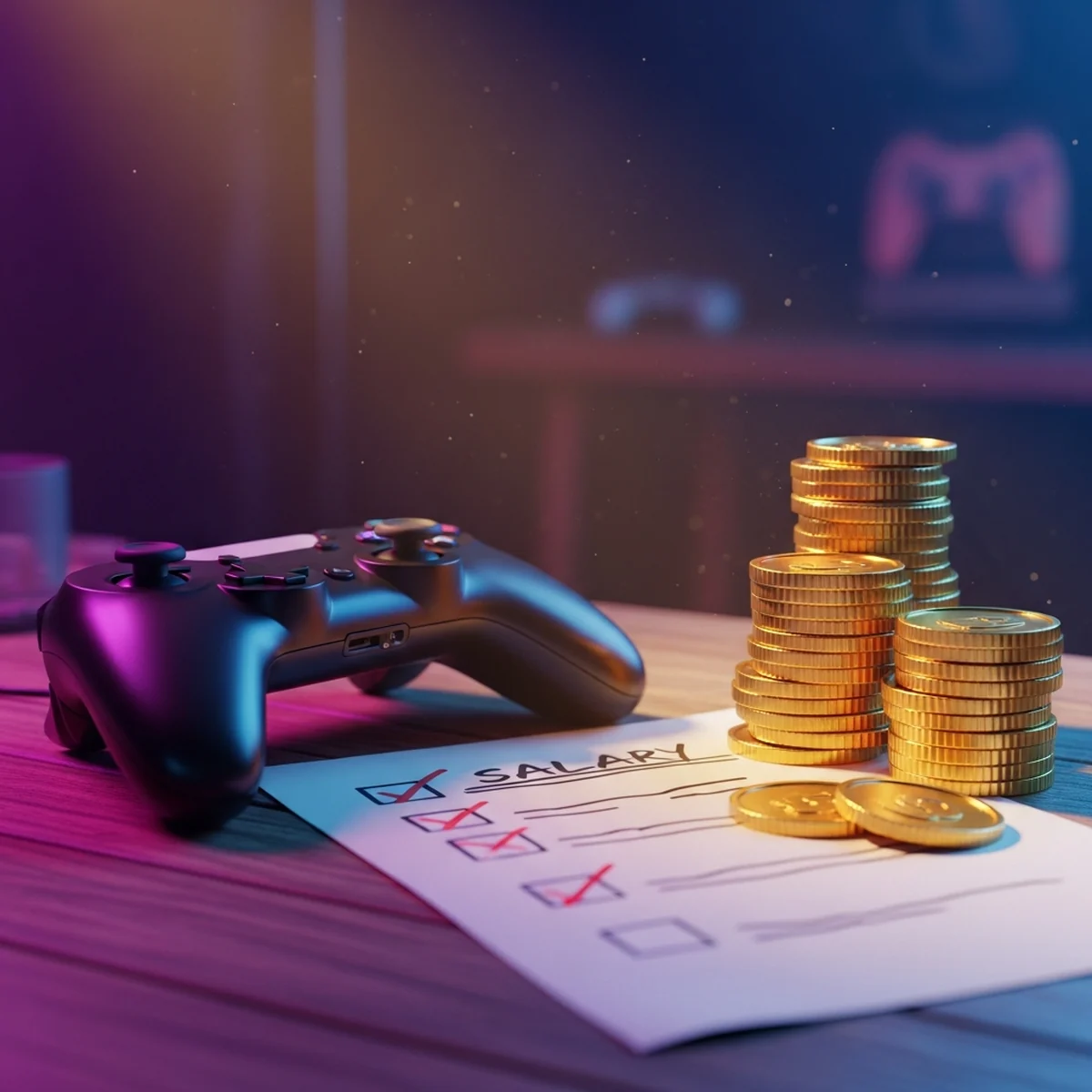 Testador de jogos analisando bugs em um jogo com planilha de testes aberta ao lado na tela