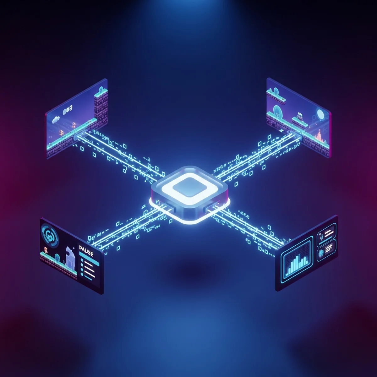 Troféus e medalhas de conquistas sendo desbloqueados sobre uma interface de jogo