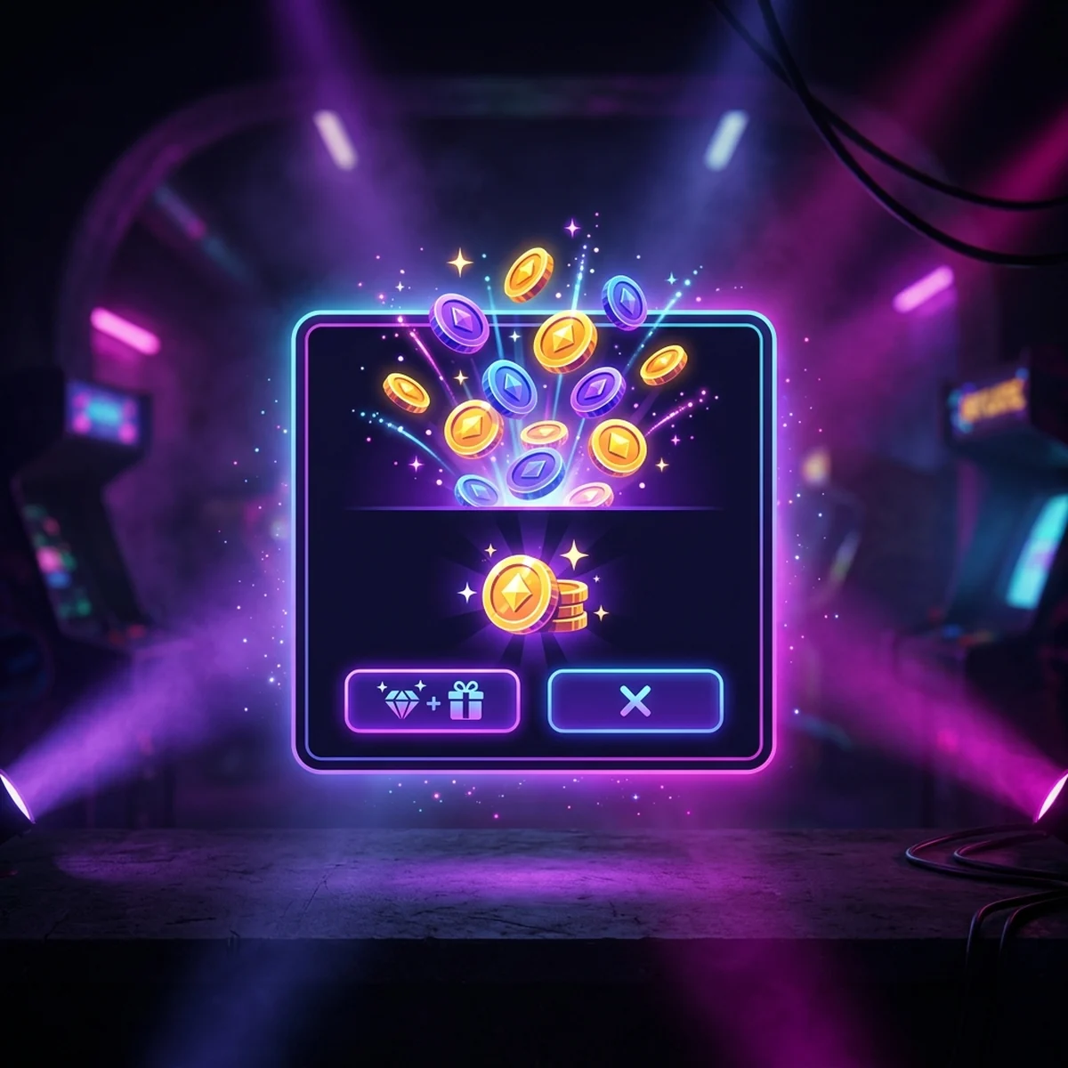 Jogo mobile na Unity exibindo um popup de recompensa com moedas após um anúncio de vídeo rewarded