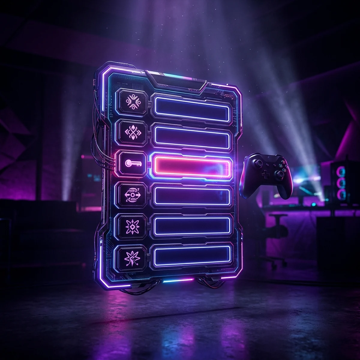 Menu de opções de um jogo com lista de ações e teclas, uma delas piscando à espera de uma nova tecla