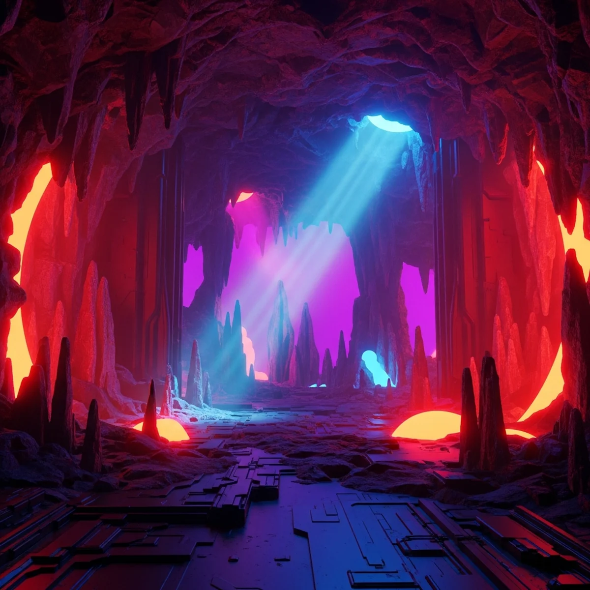 Conceito da Unreal Engine 6 e 5.8 com iluminacao dinamica e mundo 3D