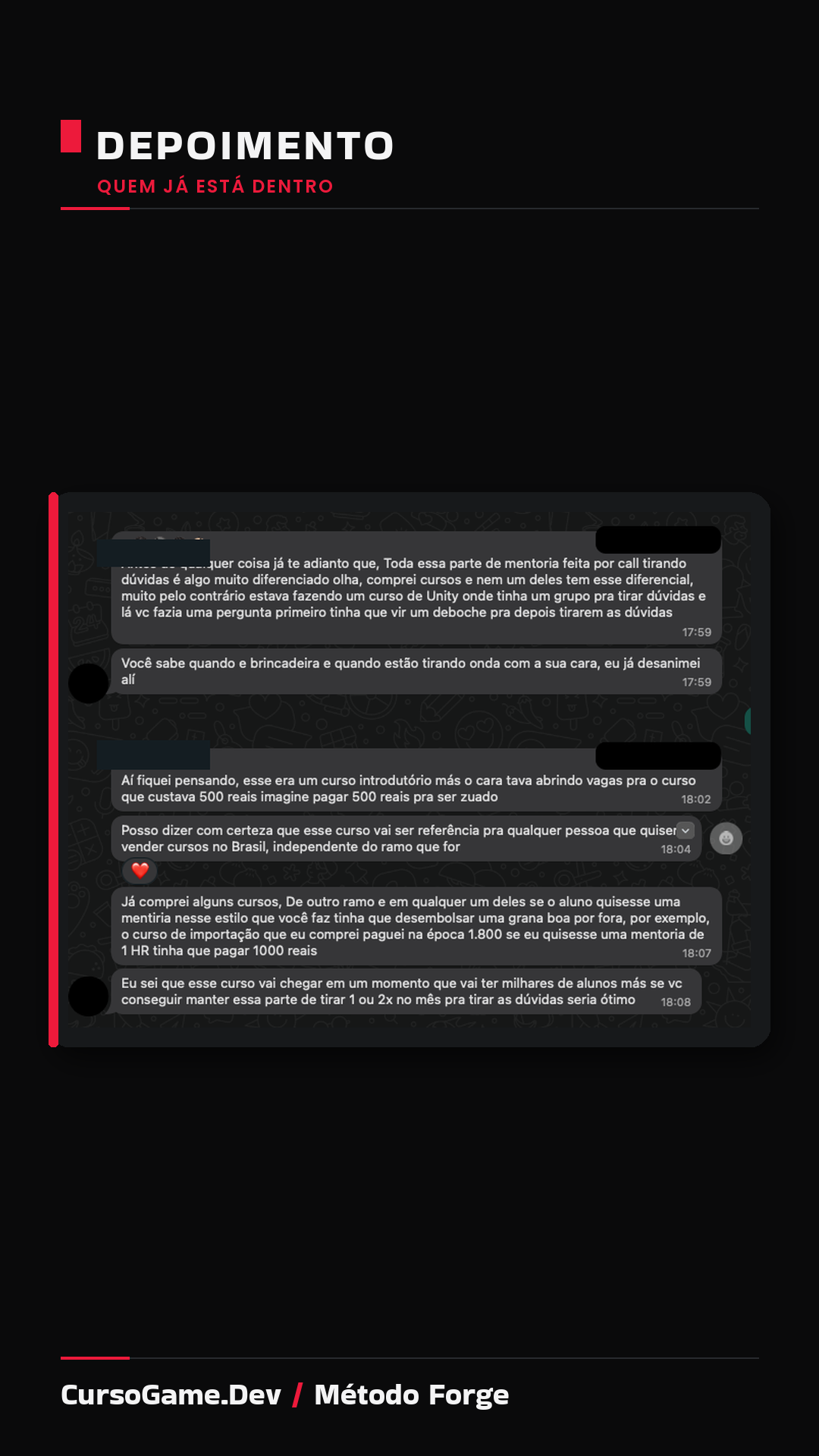 Depoimento de aluno do CursoGame.Dev